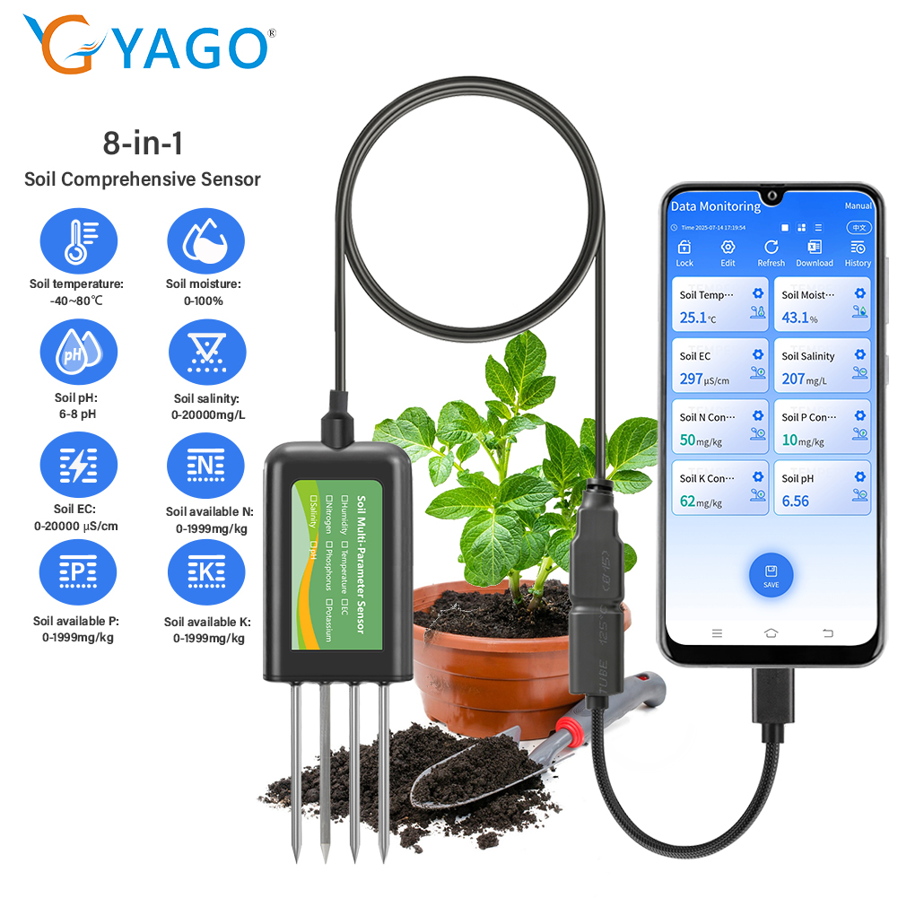 Sensor de suelo YAGO 8 en 1 pa - Precision Farming Smart Agriculture reseña y precio